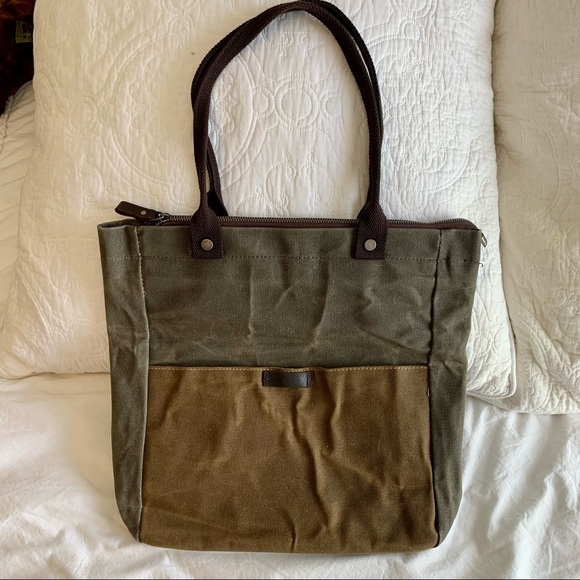 Army Green Khaki Shoulder Tote Bag Purse Top Leather Handle Satchel Handbag - Picture 10 of 11